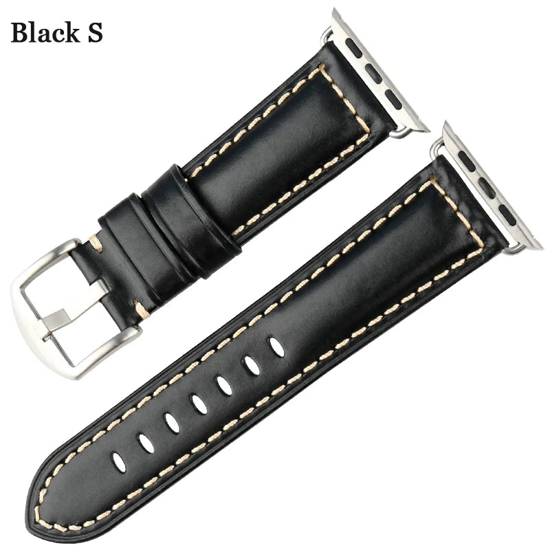MAIKES Genuine Leather Watchband For Apple Watch Strap 45mm 41mm 42mm 44mm 40mm Series 7 6 SE 5 4 3 iWatch Watch Band