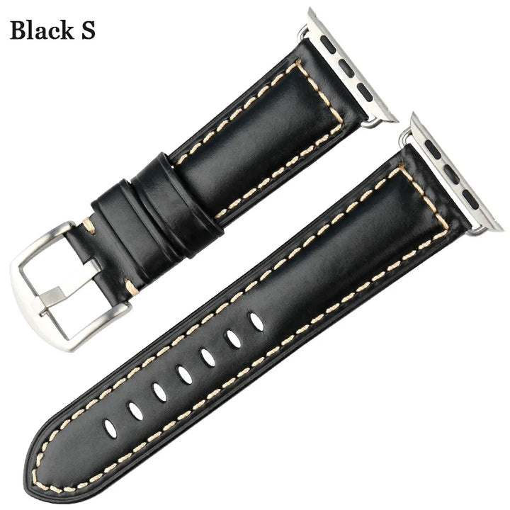 MAIKES Genuine Leather Watchband For Apple Watch Strap 45mm 41mm 42mm 44mm 40mm Series 7 6 SE 5 4 3 iWatch Watch Band