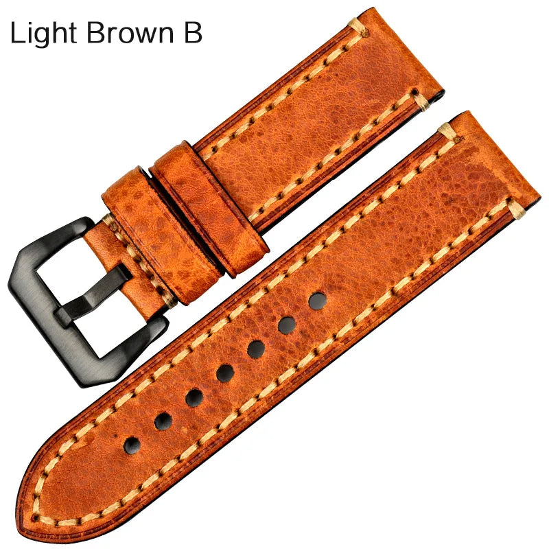 Brown Italian Cow Leather Watch Strap 20–26mm for Fossil – MAIKES