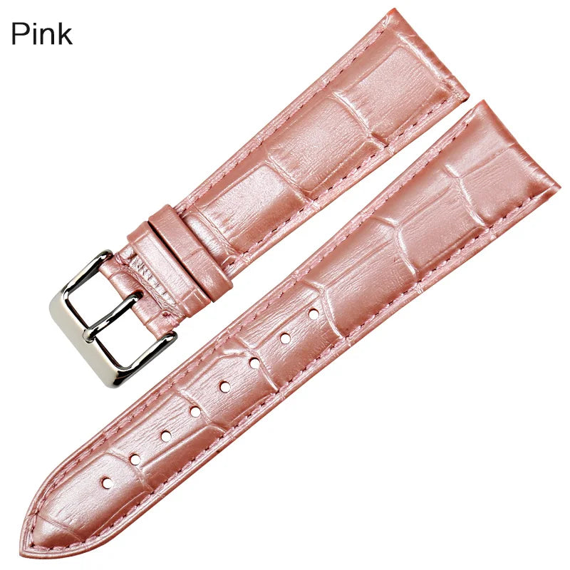MAIKES New Fashion Watch Band Pink Women Watchbands 14 16 18 20 22 mm Genuine Leather Watch Strap Case For Casio Watch