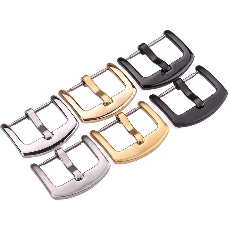 316L Stainless Steel Watch Band Buckle 18–24mm Black Brushed