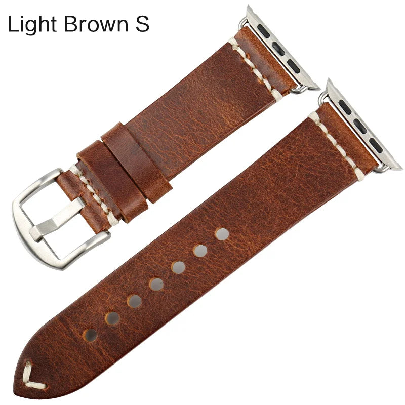 Vintage Oil Wax Leather Apple Watch Band Series 3–7, 38–45mm – MAIKES