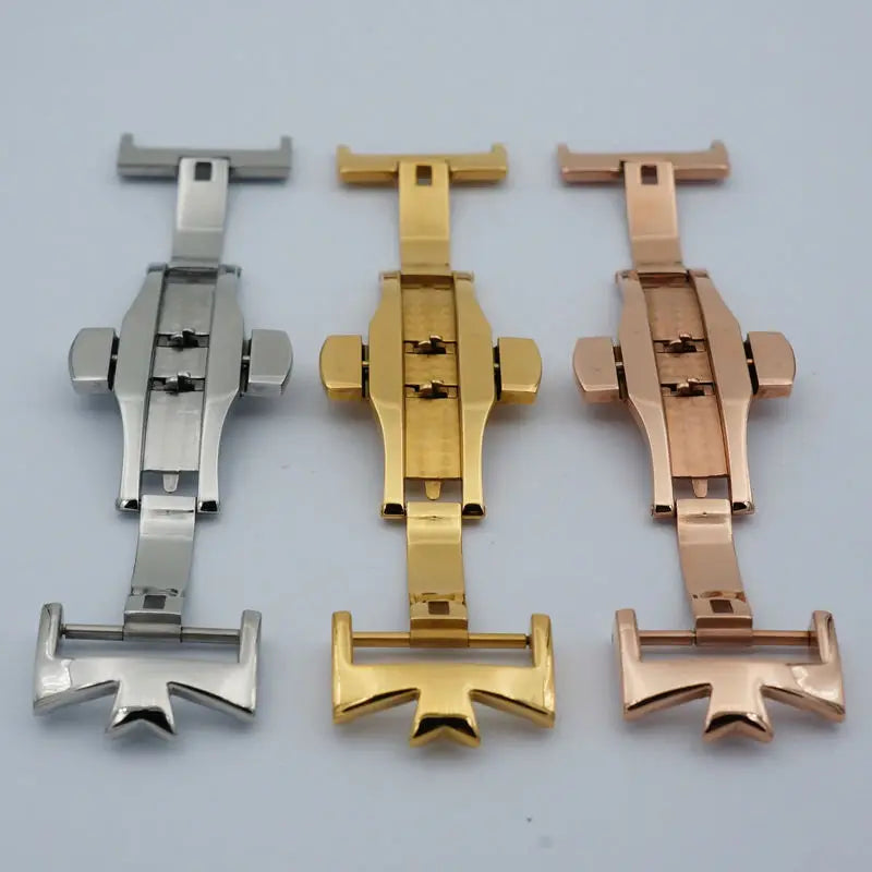MAIKES 18-20mm Silver, Gold, Rose Gold Butterfly Deployment Watch Clasp