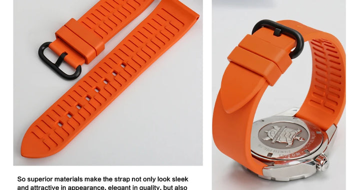 MAIKES New Design Watch Band Black 20mm 22mm 24mm Watchband Sports Fluoro Rubber Watch Strap Watch Accessories