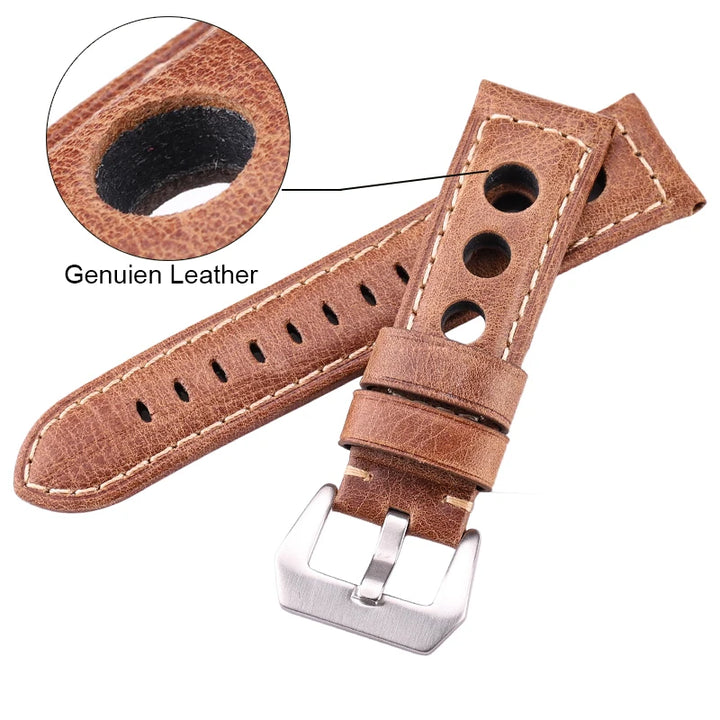 Oil Wax Cowhide Leather Watch Strap 22-24mm