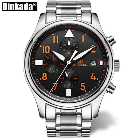 BINKADA Skeleton Automatic Men’s Watch – Waterproof Self-Winding Mechanical Tourbillon