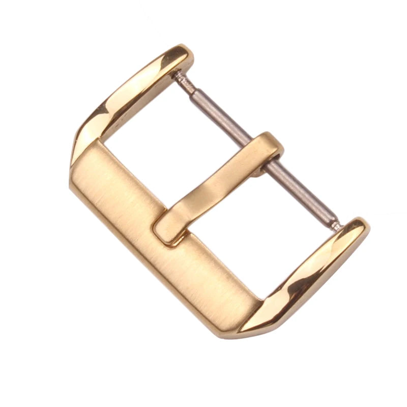 Middle Brushed Stainless Steel Watch Pin Buckle 16mm 18mm 20mm 22mm Silver Gold Black Leather Watch Band Strap Clasp Accessories