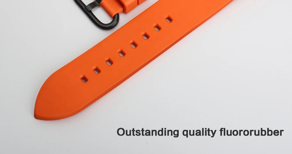 MAIKES New Design Watch Band Black 20mm 22mm 24mm Watchband Sports Fluoro Rubber Watch Strap Watch Accessories
