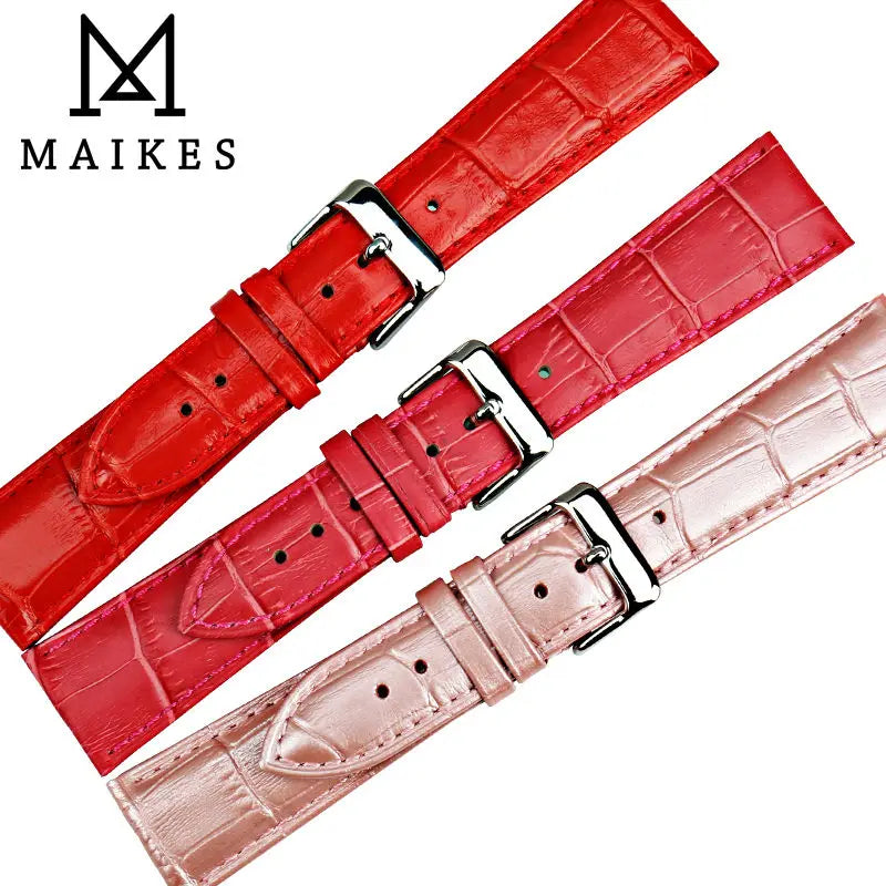 MAIKES Good quality watchbands white 14 16 18 20 22mm watch strap genuine leather watch band case for Tissot watch bracelet