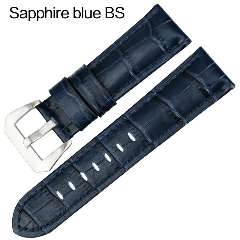 MAIKES 22mm 24mm 26mm watchbands blue genuine leather watch band strap watch accessories watch bracelet stainless steel buckle