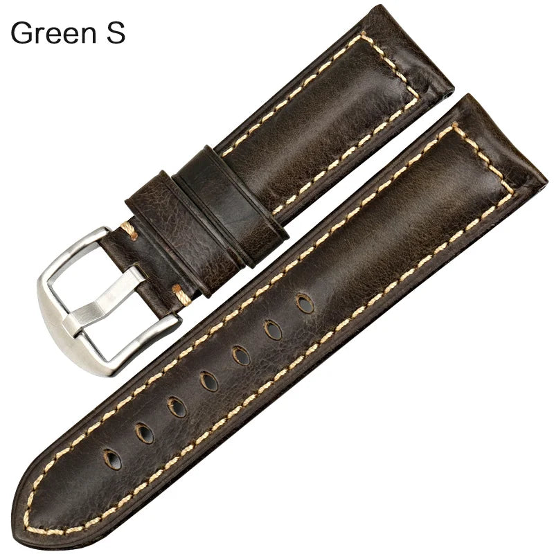Red Leather Watch Strap – Vintage Style for Panerai, Seiko, Tissot & Smartwatches