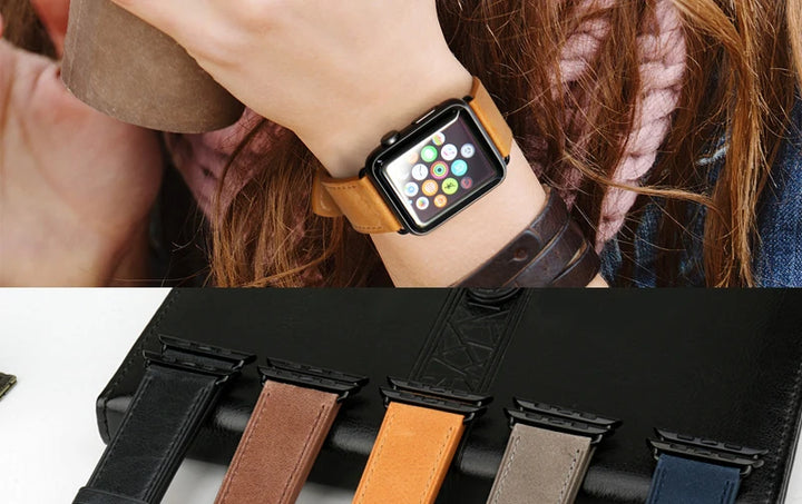 Top Quality Leather Strap For Apple Watch Band 45mm 41mm 44mm 40mm 42mm 38mm Series 7 6 SE 5 4 3 iWatch Watchband