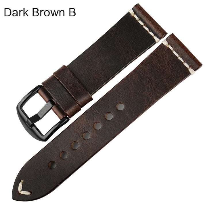 Black Oil Wax Leather Watch Strap for Seiko – MAIKES