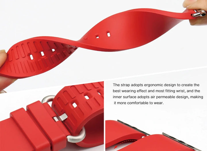 MAIKES Rubber Strap For Apple Watch Band 45mm 41mm 42mm 44mm 40mm Series 7 6 SE 5 4 3 iWatch Bracelet