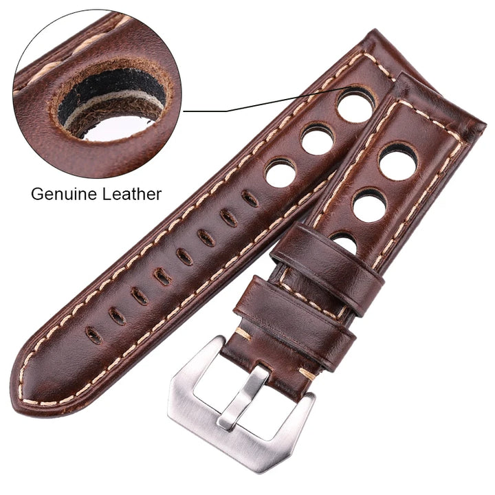 Oil Wax Cowhide Leather Watch Strap 22-24mm