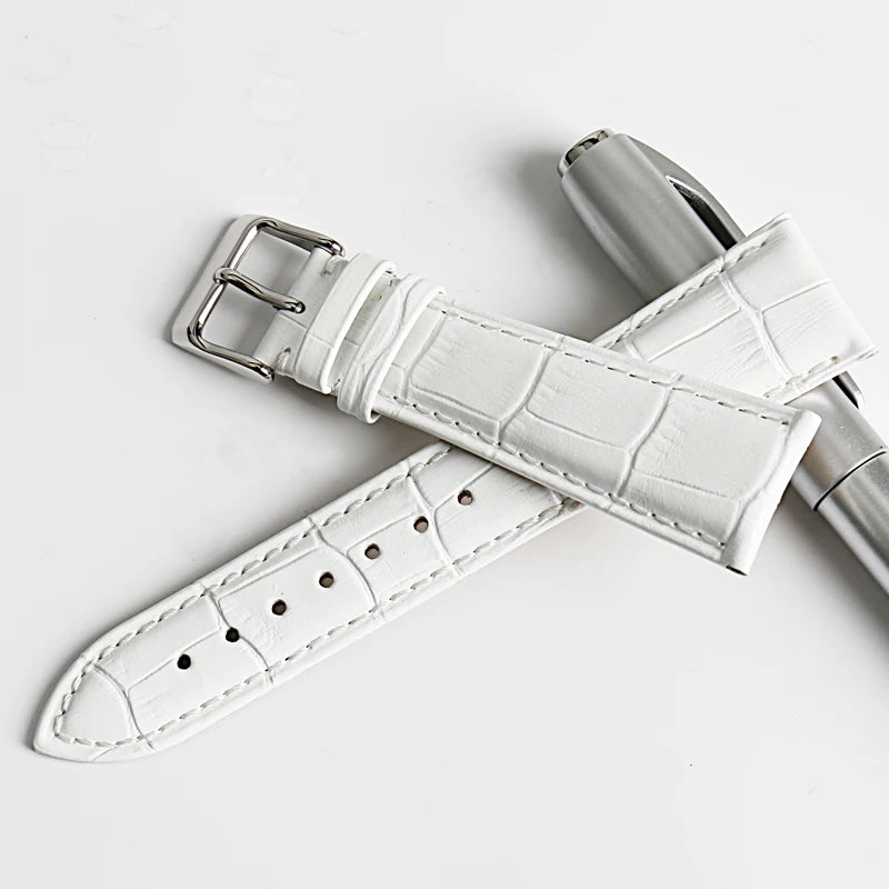 MAIKES Good quality watchbands white 14 16 18 20 22mm watch strap genuine leather watch band case for Tissot watch bracelet