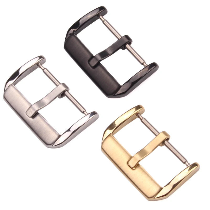 20pcs Stainless Steel Watch Buckles 16–22mm Silver/Gold/Black