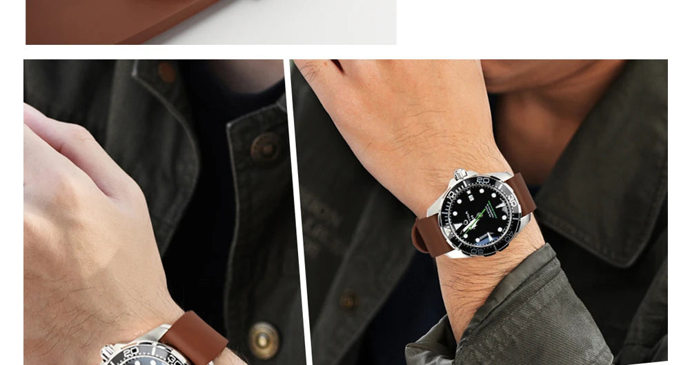 MAIKES New Design Watch Band Black 20mm 22mm 24mm Watchband Sports Fluoro Rubber Watch Strap Watch Accessories