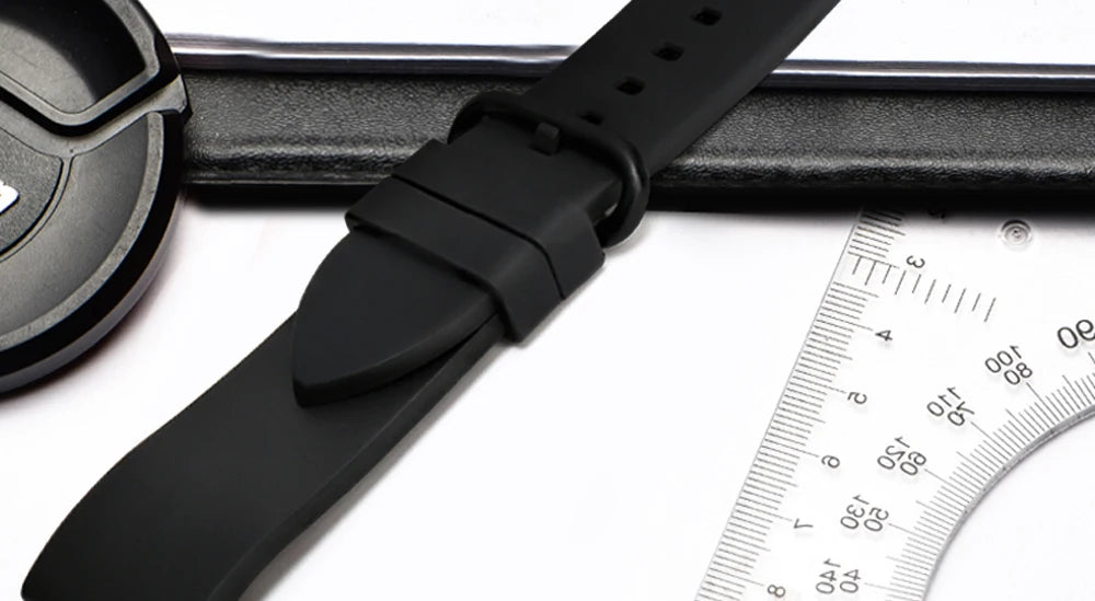 MAIKES Orange Sport Watch Band 20mm 22mm 24mm Watch Accessories Watchband With Black Buckle Rubber Watch Strap For Omega