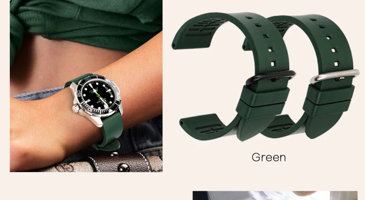 MAIKES Sports Watch Accessories Watchbands 20mm 22mm 24mm Fluoro Rubber Watch Band Fashion Rose Red Watch Strap For Casio