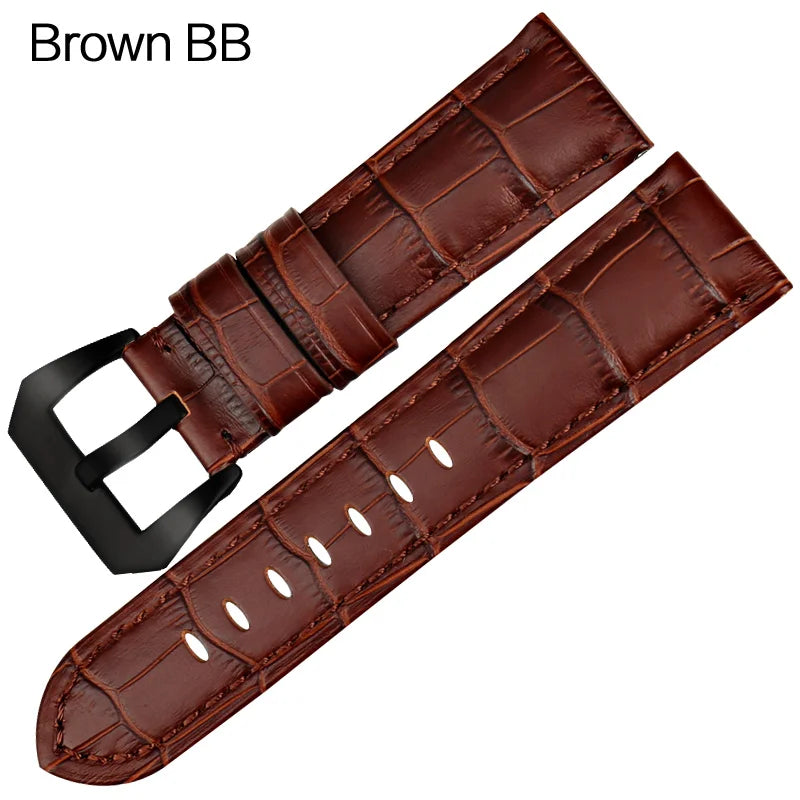 MAIKES 22mm 24mm 26mm watchbands blue genuine leather watch band strap watch accessories watch bracelet stainless steel buckle