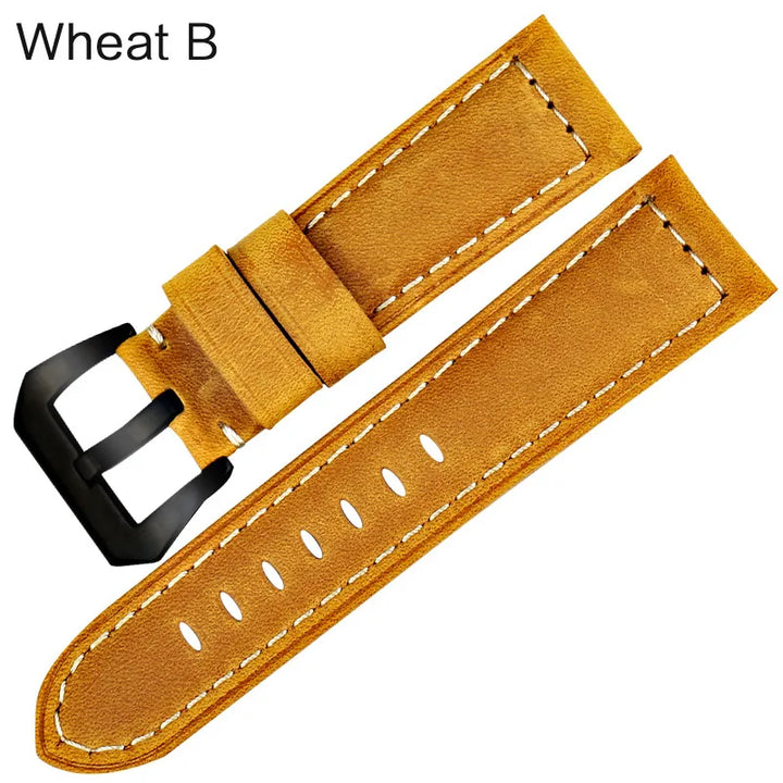 Vintage Genuine Leather Watch Strap 22–26mm for Panerai – Wheat