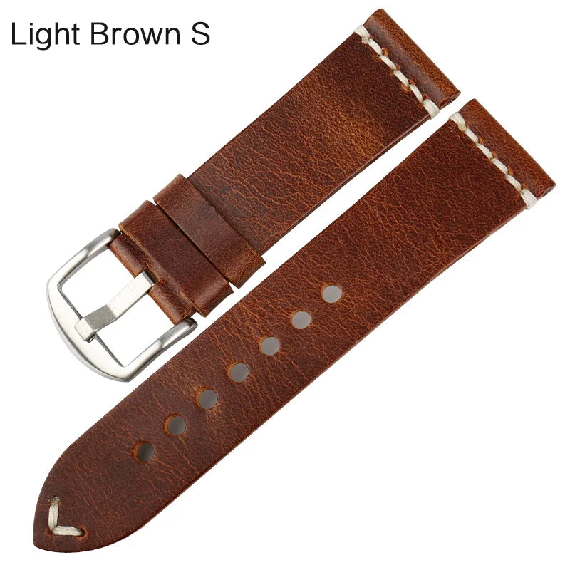 MAIKES Vintage Oil Wax Leather Watch Band Watch Accessories Bracelet 20mm 22mm 24mm Blue Watchband Watch Strap For Omega MIDO