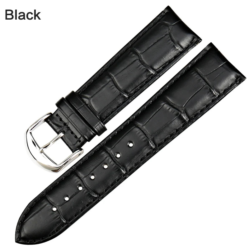 MAIKES Genuine Leather Watch Strap – 18/20/22mm, Black Wristband