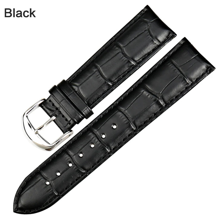 MAIKES Genuine Leather Watch Strap – 18/20/22mm, Black Wristband