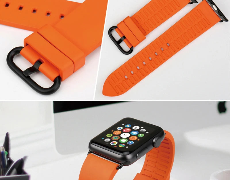 For Apple Watch Band 45mm 41mm 44mm 40mm 42mm 38mm Series 7 6 SE 5 4 3 Watchband Bracelet Sport Rubber iWatch Strap