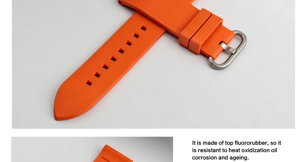 MAIKES New Design Watch Band Black 20mm 22mm 24mm Watchband Sports Fluoro Rubber Watch Strap Watch Accessories