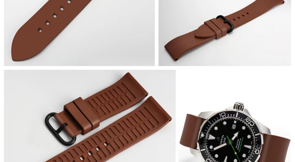 MAIKES Orange Sport Watch Band 20mm 22mm 24mm Watch Accessories Watchband With Black Buckle Rubber Watch Strap For Omega