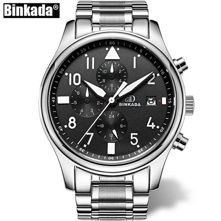 BINKADA Skeleton Automatic Men’s Watch – Waterproof Self-Winding Mechanical Tourbillon