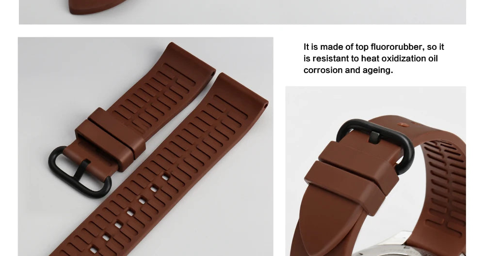 MAIKES New Design Watch Band Black 20mm 22mm 24mm Watchband Sports Fluoro Rubber Watch Strap Watch Accessories