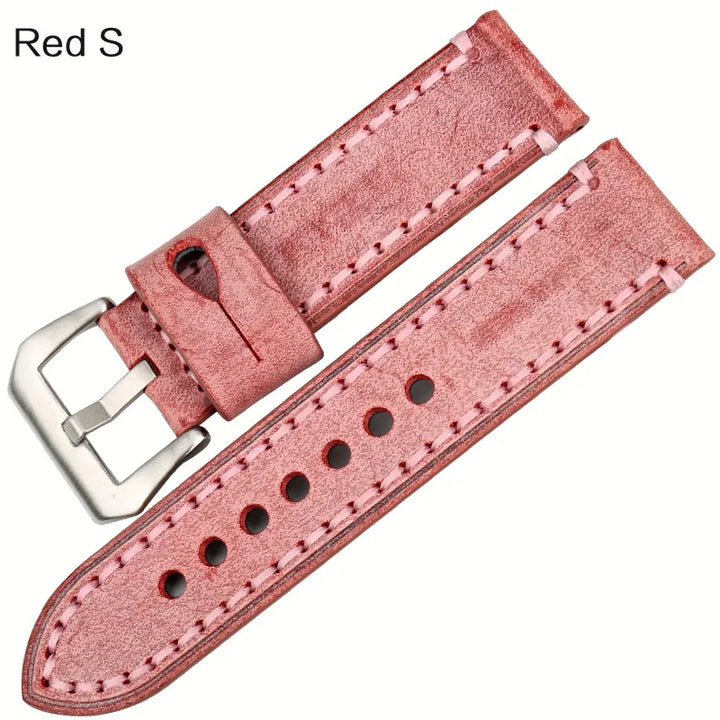 MAIKES Brown Vintage Bridle Leather Watch Strap 22-24mm for Panerai