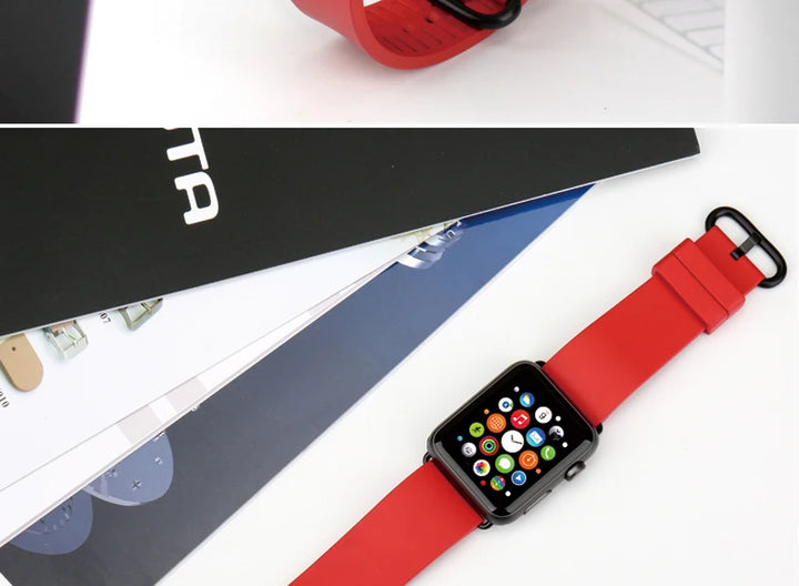 MAIKES Rubber Strap For Apple Watch Band 45mm 41mm 42mm 44mm 40mm Series 7 6 SE 5 4 3 iWatch Bracelet