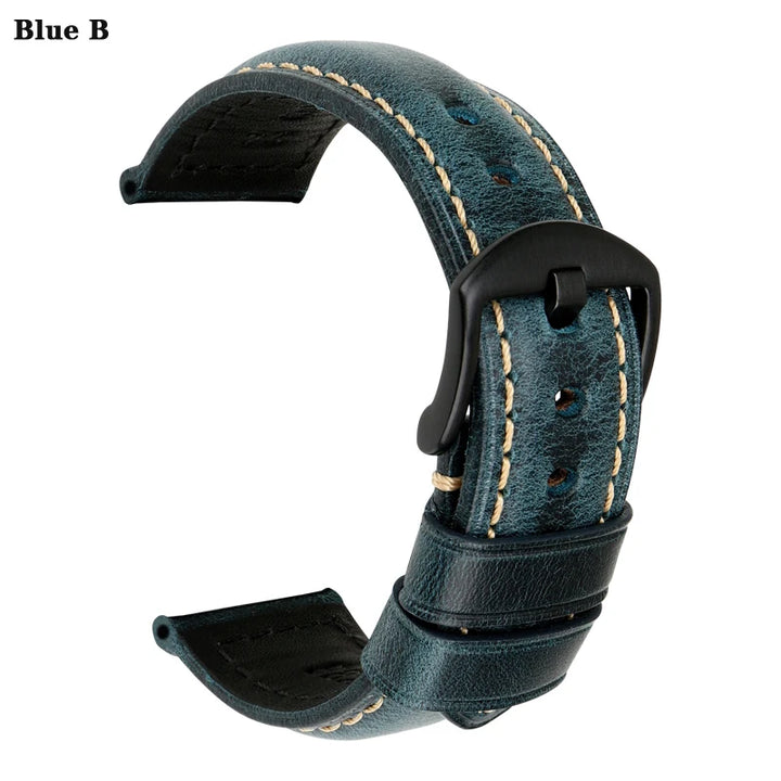 MAIKES Vintage Cowhide Leather Watch Strap – 20/22/24mm for Panerai & Fossil