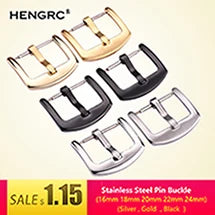 Solid Stainless Steel Watch Band Clasp 16–24mm Silver/Gold/Black