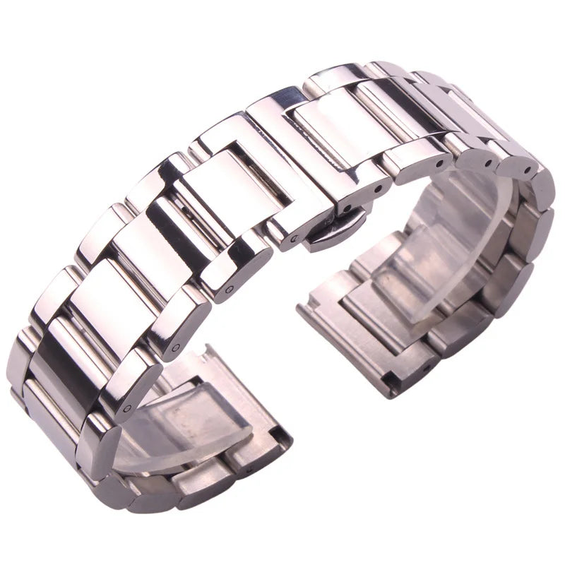 316L Stainless Steel Metal Watch Strap 18–24mm Silver