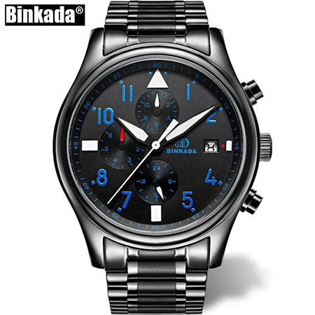 BINKADA Skeleton Automatic Men’s Watch – Waterproof Self-Winding Mechanical Tourbillon