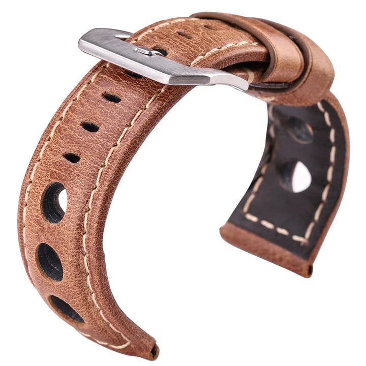 Oil Wax Cowhide Leather Watch Strap 22-24mm