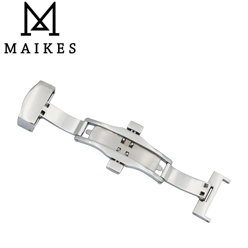 MAIKES Stainless Steel Butterfly Deployment Watch Clasp – 16/18/20mm, Double Push-Button