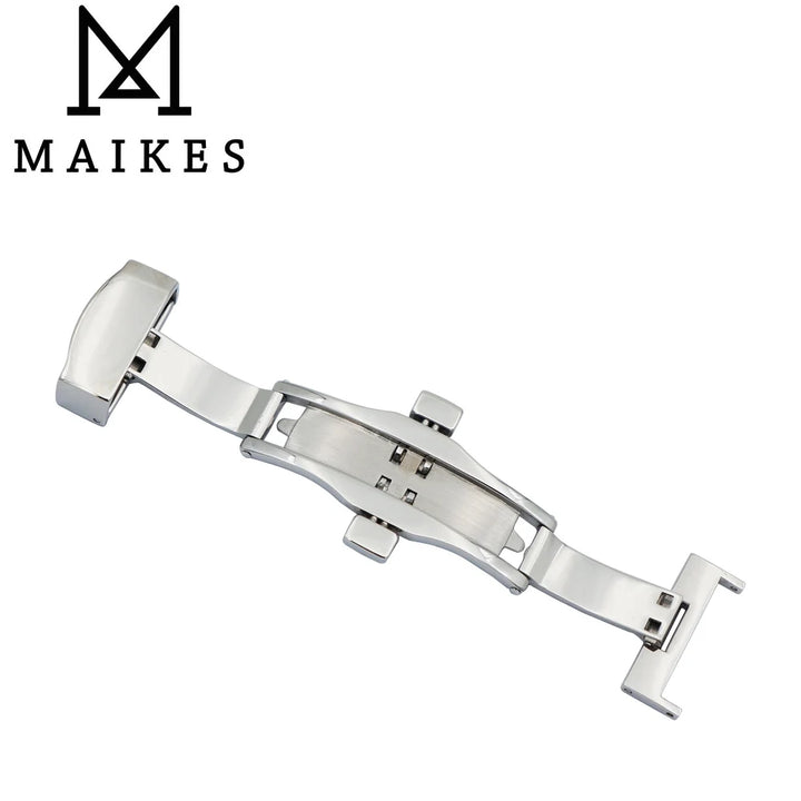 MAIKES Stainless Steel Butterfly Deployment Watch Clasp – 16/18/20mm, Double Push-Button