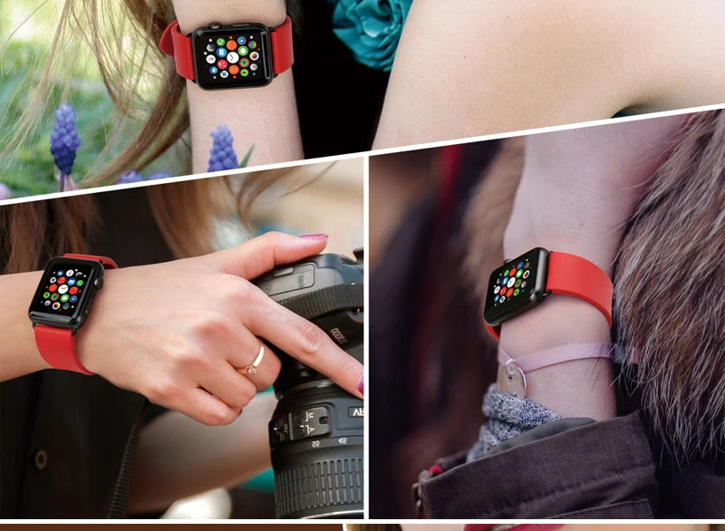 MAIKES Rubber Strap For Apple Watch Band 45mm 41mm 42mm 44mm 40mm Series 7 6 SE 5 4 3 iWatch Bracelet