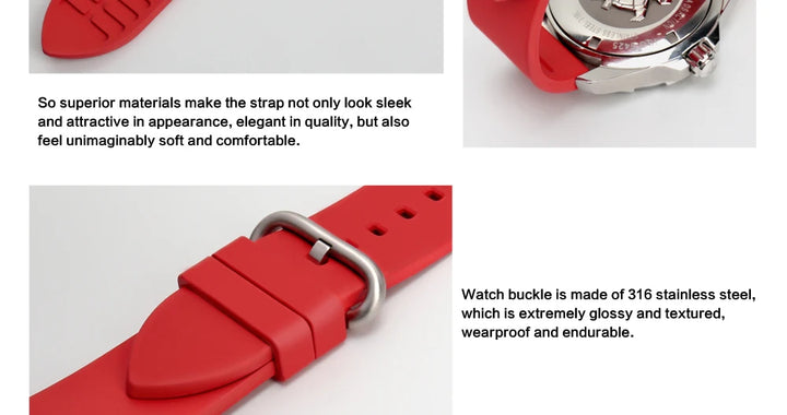 MAIKES New Design Watch Band Black 20mm 22mm 24mm Watchband Sports Fluoro Rubber Watch Strap Watch Accessories