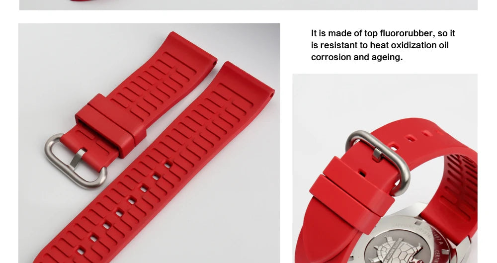 MAIKES New Design Watch Band Black 20mm 22mm 24mm Watchband Sports Fluoro Rubber Watch Strap Watch Accessories