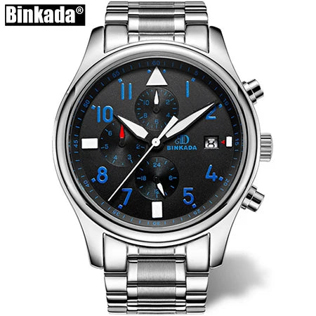 BINKADA Skeleton Automatic Men’s Watch – Waterproof Self-Winding Mechanical Tourbillon