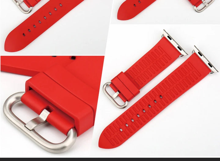 MAIKES Rubber Strap For Apple Watch Band 45mm 41mm 42mm 44mm 40mm Series 7 6 SE 5 4 3 iWatch Bracelet