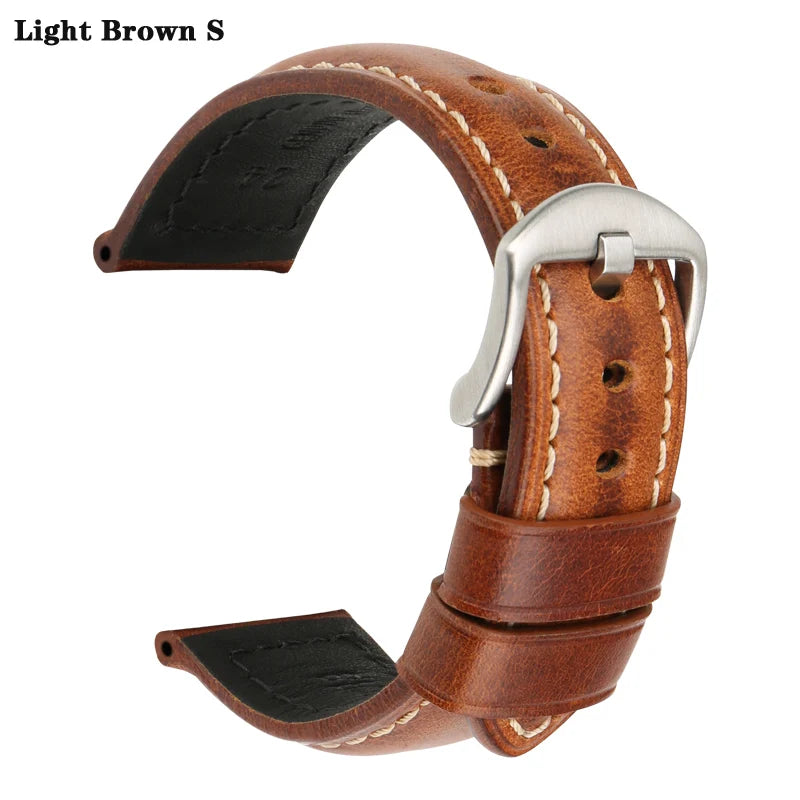 MAIKES Vintage Cowhide Leather Watch Strap – 20/22/24mm for Panerai & Fossil