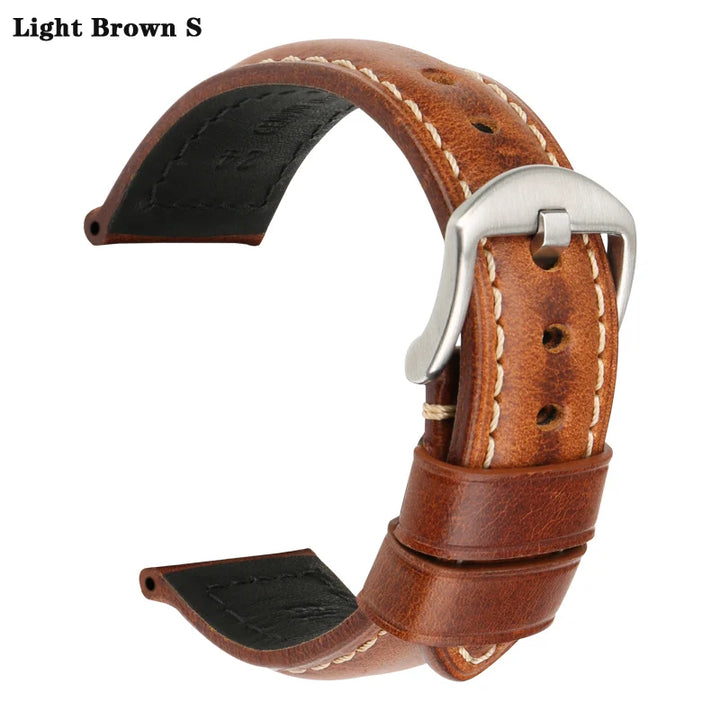 MAIKES Vintage Cowhide Leather Watch Strap – 20/22/24mm for Panerai & Fossil